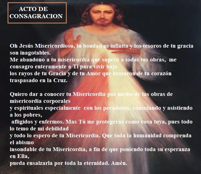 Acto de Cosagración a Jesús Misericordioso